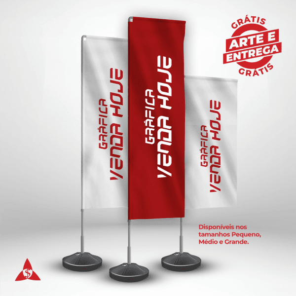 Wind Banner Completo - Bandeira Retangular, Haste e Base