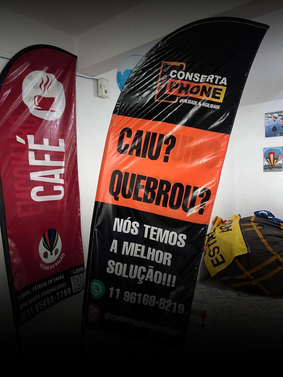 Wind Banners personalizados em Barueri e Alphaville - Bandeiras de vento de alta qualidade para empresas e eventos